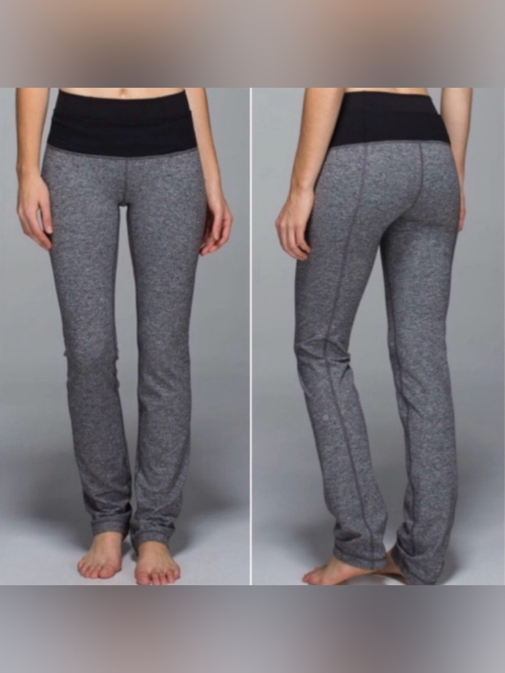 Lululemon Straight Up Women's Grey Double Waist Band Yoga Pants - no tag
